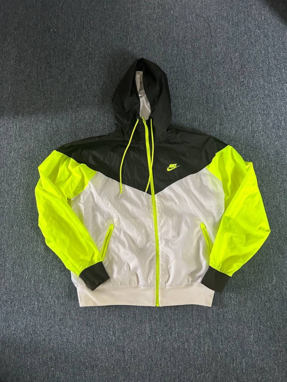 Nike Black and Neon Yellow Zip Windbreaker Jacket